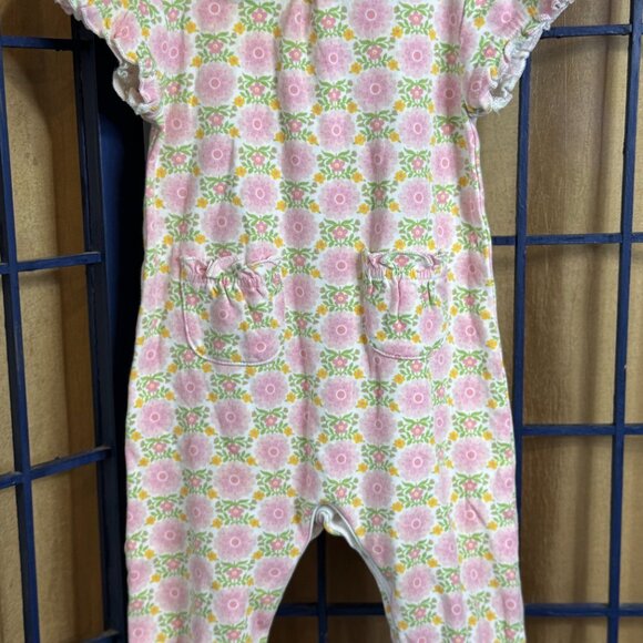 Baby GAP Pink Floral One Piece Romper Peter Pan Collar Newborn 3M - Picture 2 of 8